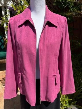 Appleseed's Suede Cloth Zip Jacket in Raspberry